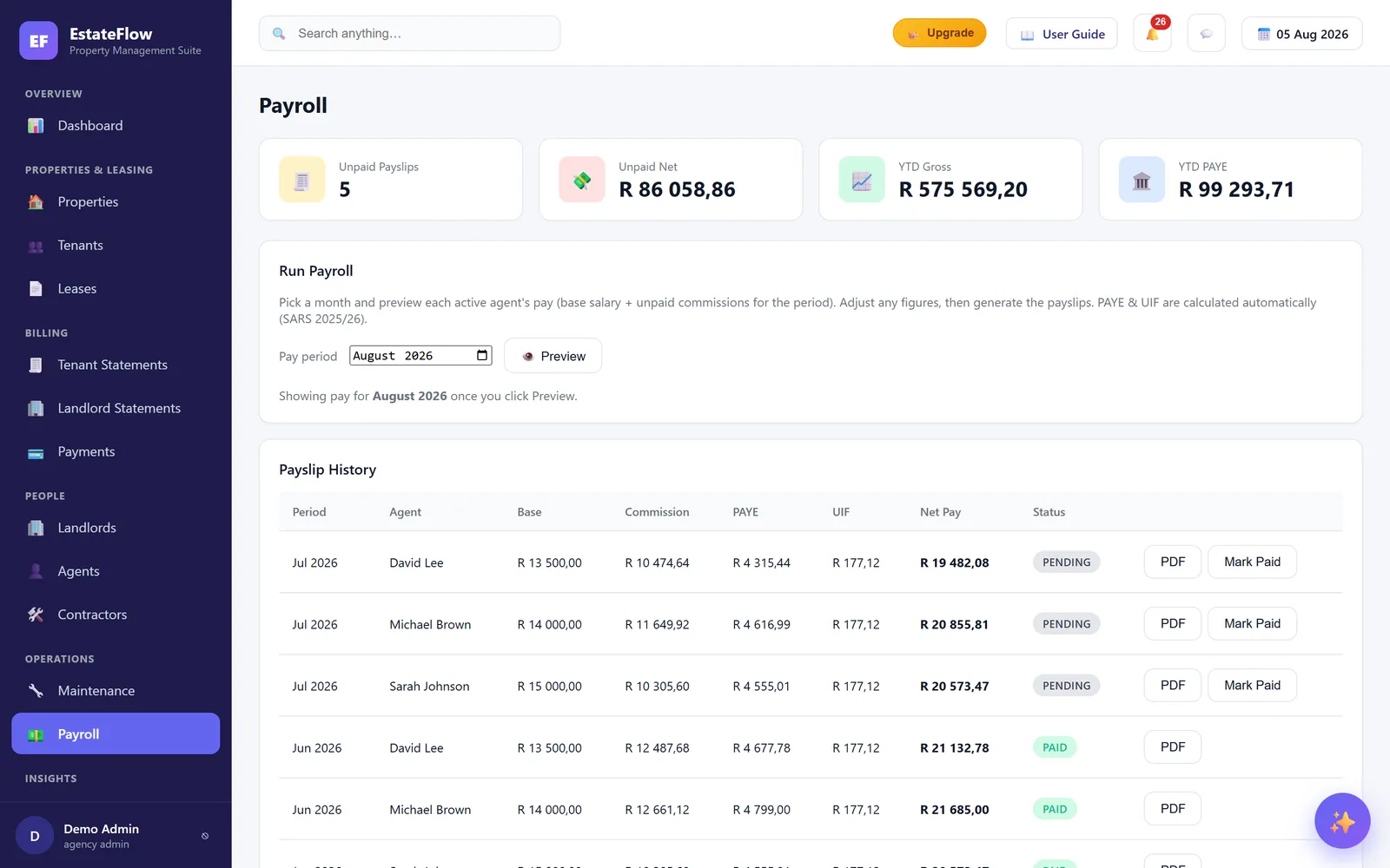 EstateFlow payroll